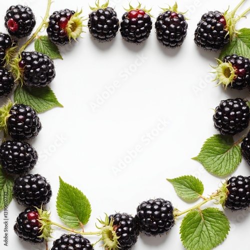 Obraz na płótnie Fresh blackberry fruits on white. Delicious blackberries. Blank space for text w salonie