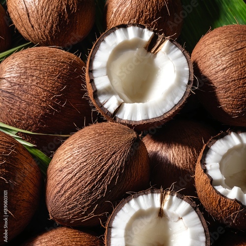 Obraz na płótnie Fresh open coconut on nature w salonie
