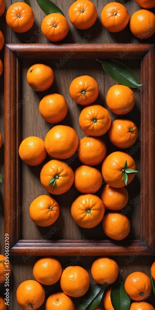 Fresh mandarin fruits on dark. Top view flat lay
