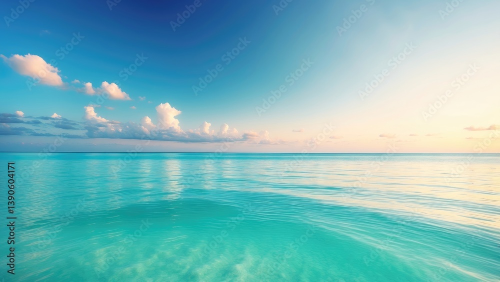 Obraz premium Serene Summer Horizon Overlooking the Ocean and Cloudless Sky