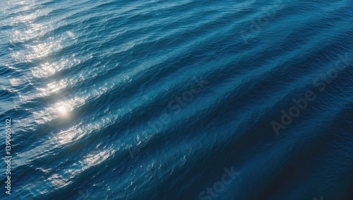 Aerial Perspective of Sea with Sunbeam Reflections Serving as Background for Page, Template, or Web Banner