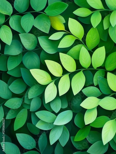 Lush Green Leaves Close Up - Vibrant green foliage, nature's tranquility, spring growth, fresh leaves, environmental harmony