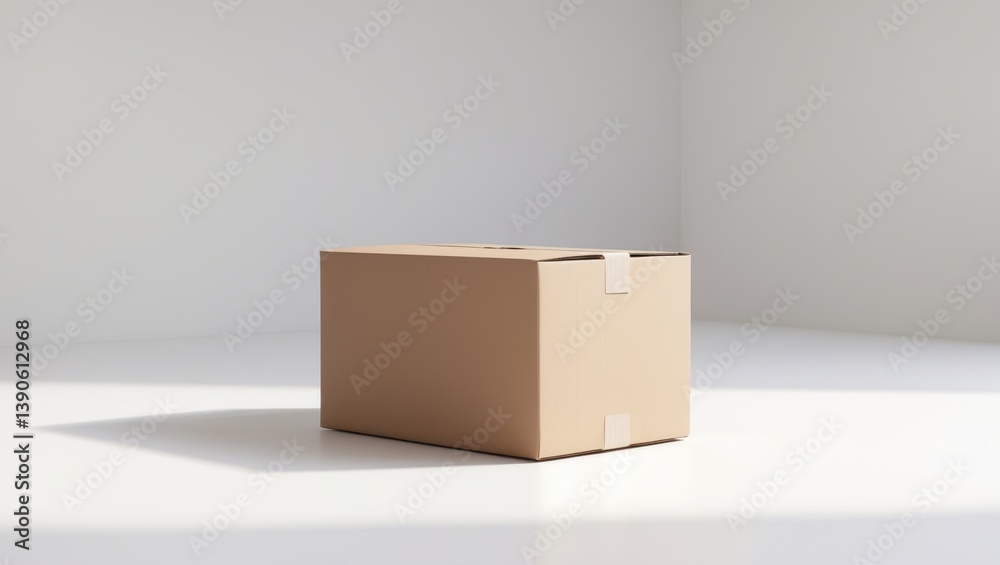 Single Cardboard Box on a White Background Single Cardboard Box on a White Background