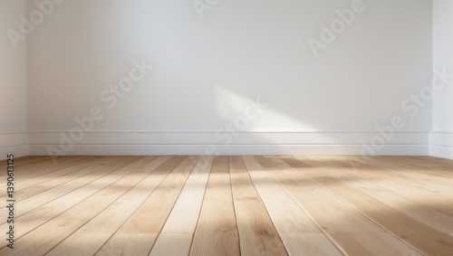 Wallpaper Mural Wooden flooring alongside a white wall and floor skirting. Torontodigital.ca