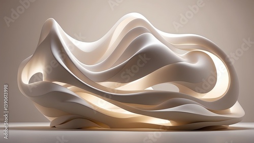 abstract background with wavy lines in white and light blue tones