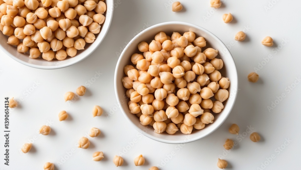 Chickpeas set against a white backdrop Chickpeas set against a white backdrop
