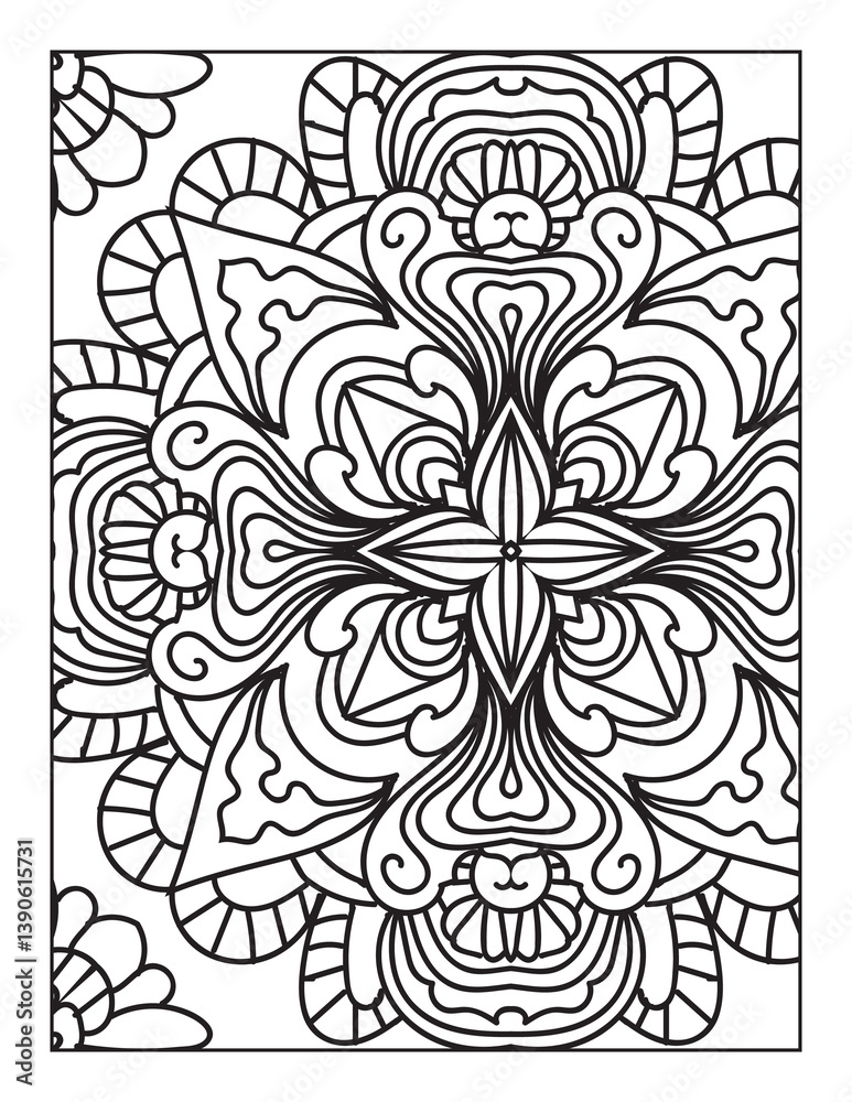 Fototapeta premium Printable Intricate Mandala Coloring Page for Adults and Kids
