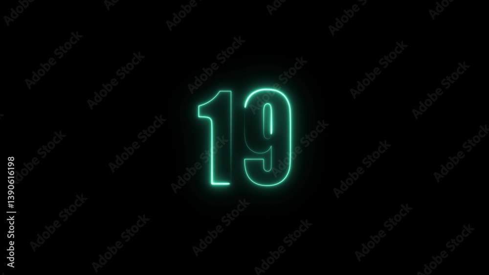 Abstract glowing neon text number countdown icon. Glowing sign on black background Neon number. Glowing blue neon countdown timer number animation 4k. neon countdown timer color 4k Abstract glowing neon text number countdown icon. Glowing sign on black background Neon number. Glowing blue neon countdown timer number animation 4k. neon countdown timer color 4k