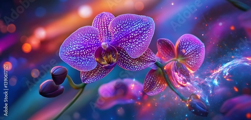 Void Orchid with Petals Shifting Between Reality and a Glitching Space Rift