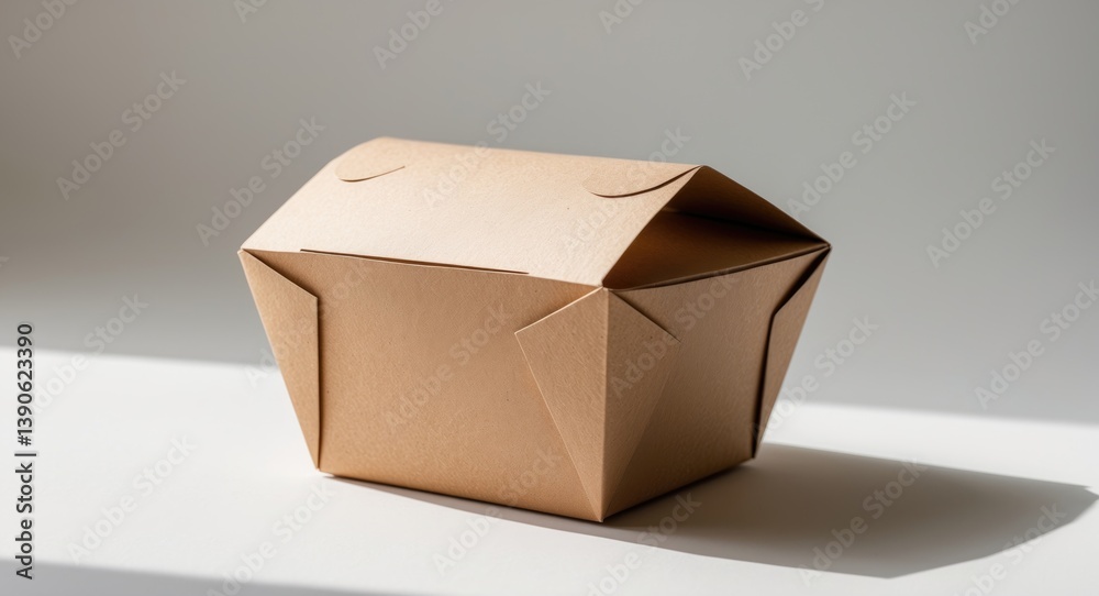A brown food container made of paper, sealed and without labeling A brown food container made of paper, sealed and without labeling