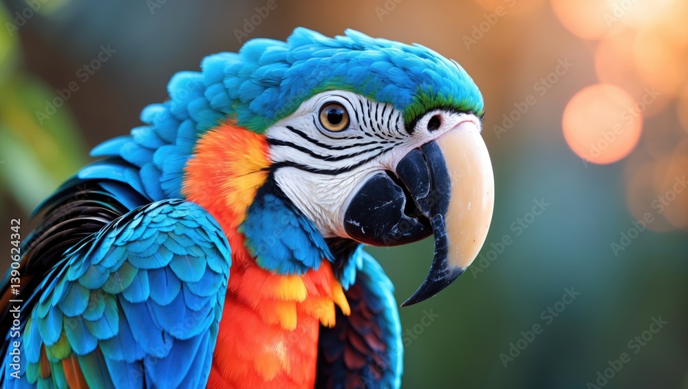 Obraz premium A blue macaw in profile gazing at you