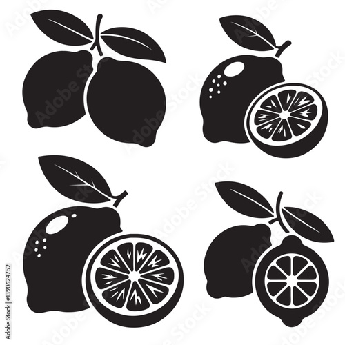Lemon fruits vector set.