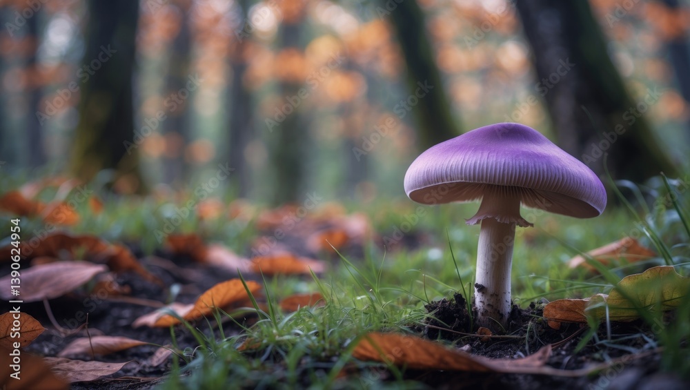 Stroll through the forest, mushroom foraging, purple mushroom, autumn
