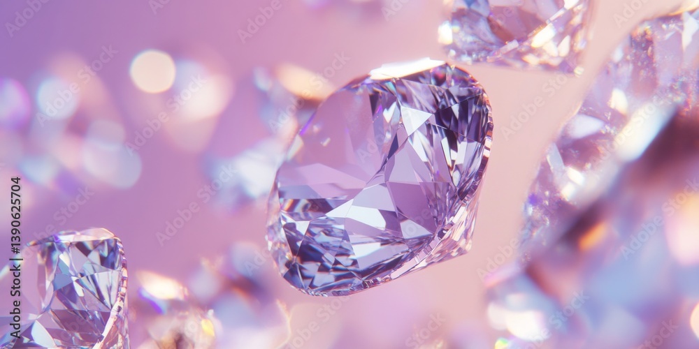Shimmering diamonds in light pink hues create a magical feel. The image showcases sparkling gems that capture attention and add elegance. Perfect for luxury designs. AI