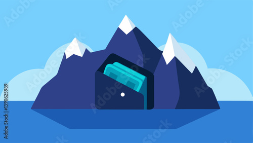 Cold Storage An illustration of a wallet buried in a safe or a large icy mountain symbolizing cold storage as a od of protecting digital assets from online threats.