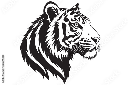 Wallpaper Mural A black color silhouette of tiger head. Torontodigital.ca