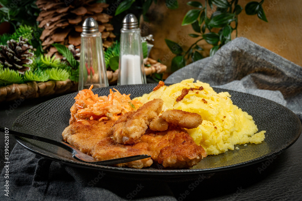 Breaded chicken breast fillet.