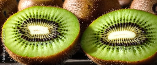 Obraz na płótnie Close up of sliced delicious ripe kiwi fruit. w salonie
