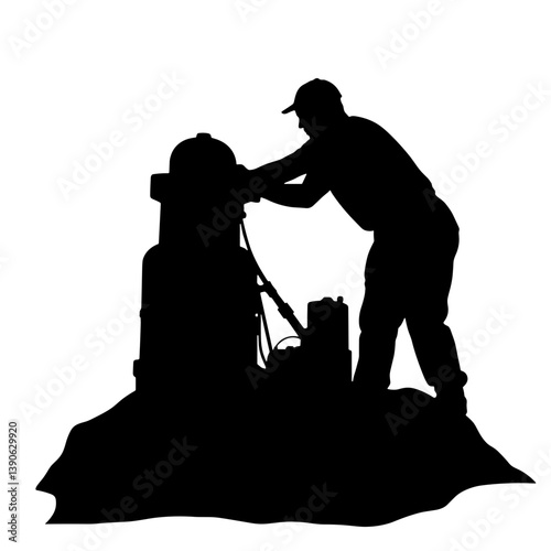 Labor Day Worker Silhouette of a worker repairing equipment