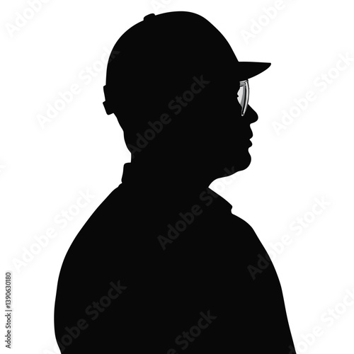 Labor Day silhouette of a worker in profile against a plain background  
