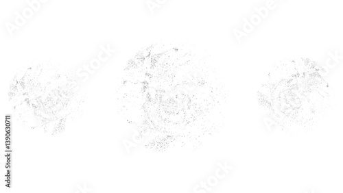 Grunge circle texture vector set. Grungy round brush element. Set of grunge textures in black and white