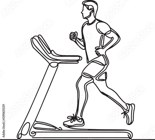 Sportive Man Speed Running on Treadmill