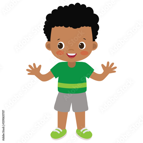 Cute little boy vector cartoon illustration