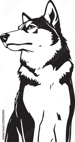 Husky dog. Hand drawn vector illustration
