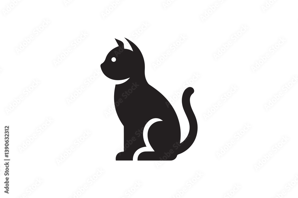 Symbol of simple siting cat icon silhouette in a simple, minimalist vector on a white background Symbol of simple siting cat icon silhouette in a simple, minimalist vector on a white background