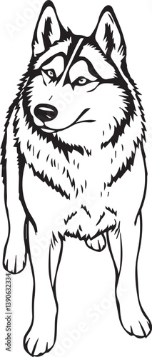 Husky dog. Hand drawn vector illustration