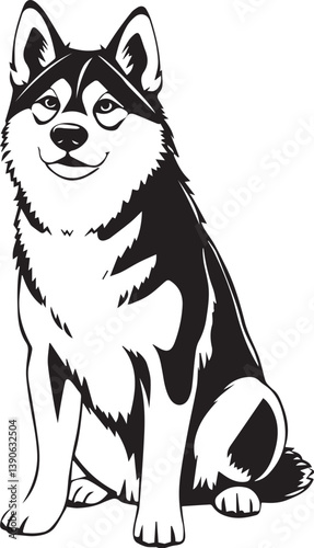 Husky dog. Hand drawn vector illustration