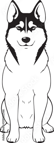 Husky dog. Hand drawn vector illustration