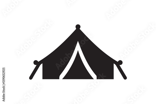 Symbol of simple Camping tend icon silhouette in a simple, minimalist vector on a white background