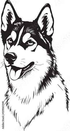 Husky dog. Hand drawn vector illustration