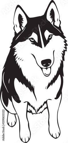 Husky dog. Hand drawn vector illustration