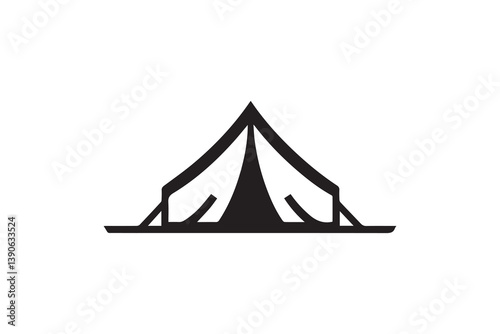 Symbol of simple Camping tend icon silhouette in a simple, minimalist vector on a white background