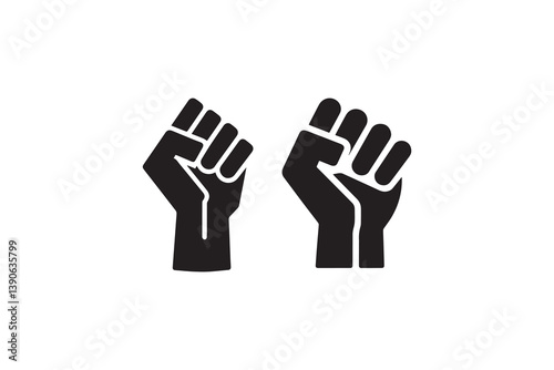 Symbol of simple fist icon silhouette in a simple, minimalist vector on a white background