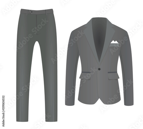 Grey suit. close up. vector