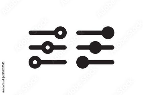 Multiple slider control icons in outline and solid Vector