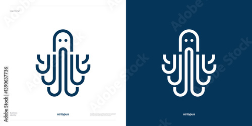 Octopus logo icon design illustration vector element template, Symbol octopus geometric line art abstract.