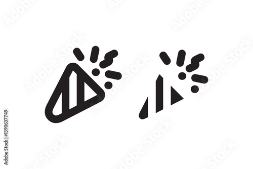 Party popper icons in outline and solid style Vector