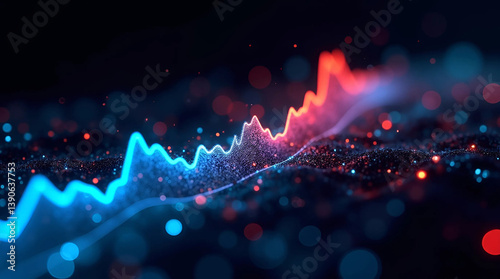 Dynamic Data Visualization: Stock Market Fluctuations Shown in Neon Lights