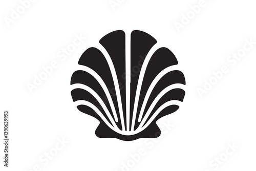 Symbol of simple Seashell Clams  icon silhouette in a simple, minimalist vector on a white background