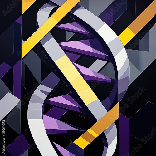 Wallpaper Mural Abstract geometric art with purple, grey, and yellow shapes on dark background Torontodigital.ca