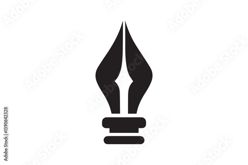 Symbol of simple old fountain pen nibs icon silhouette in a simple, minimalist vector on a white background