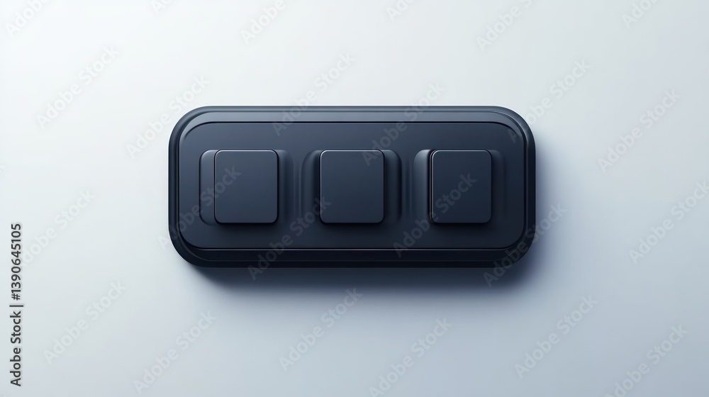 Modern Black Light Switch Panel with Three Toggle Buttons on a Clean Background Modern Black Light Switch Panel with Three Toggle Buttons on a Clean Background