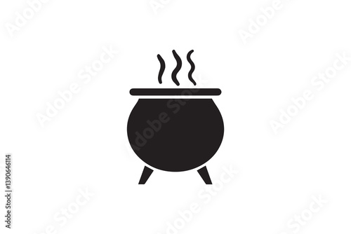 Symbol of simple cauldron potion  icon silhouette in a simple, minimalist vector on a white background