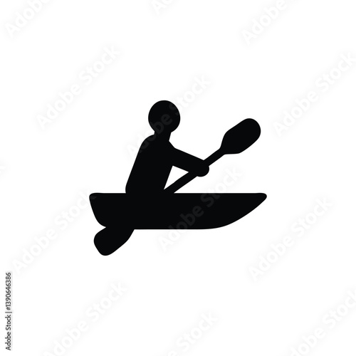 Kayaking Adventure Explore serene waters, enjoy the thrill of paddling, and discover the beauty of nature's tranquility on your next kayaking expedition., Summer Day Silhouette Icon Set
