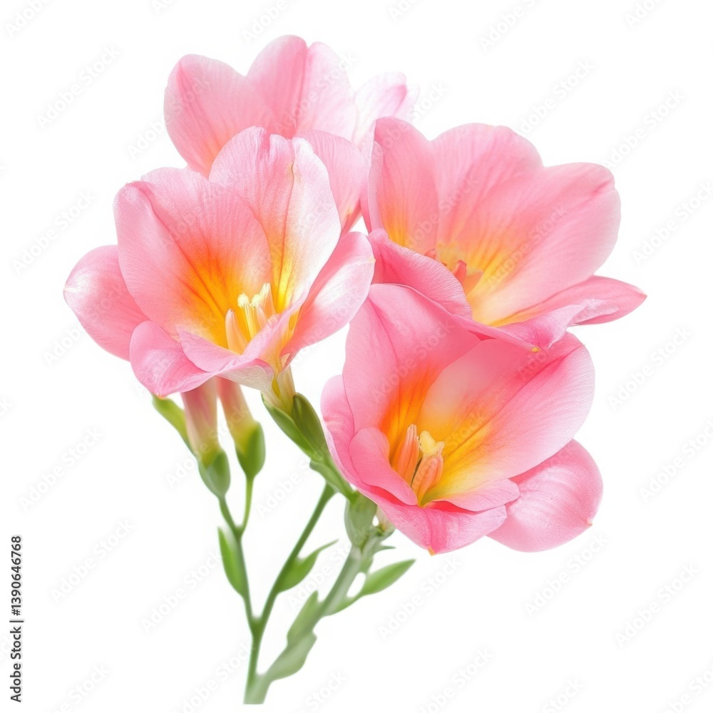 Naklejka premium Pink freesia floral blossom petals bloom spring flower beauty nature isolated on white background