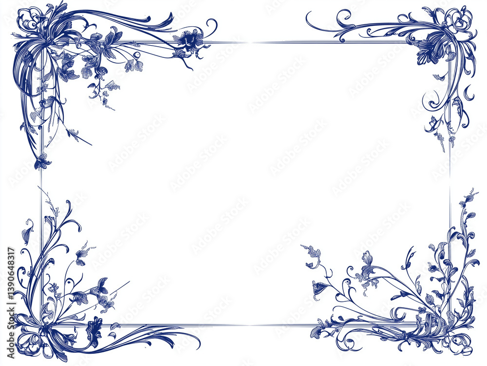 Blue floral frame Blue floral frame